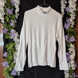 Karen Scott White Long Sleeve Mock Neck Top